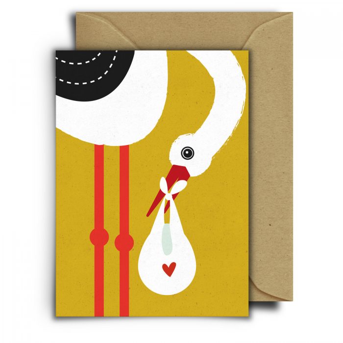 Storch Klapper | Grußkarte mit Umschlag